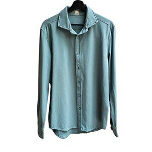 Swet Tailor Men's Light Blue Green Heavy Long Sleeve Button-Up Shirt Size Large
